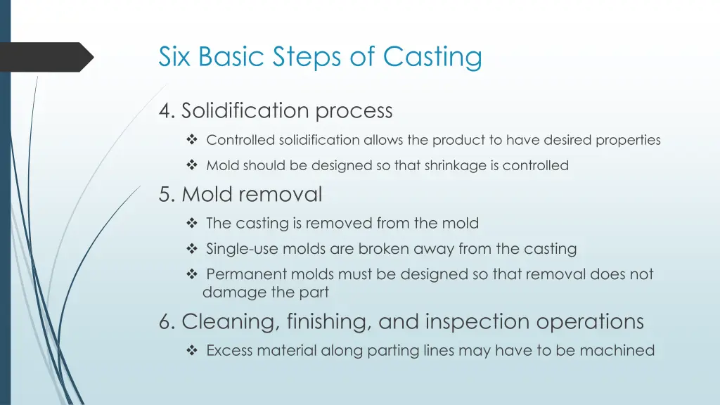 six basic steps of casting 1