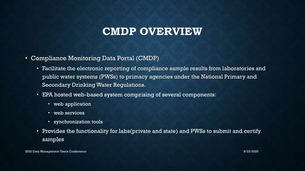 cmdp overview