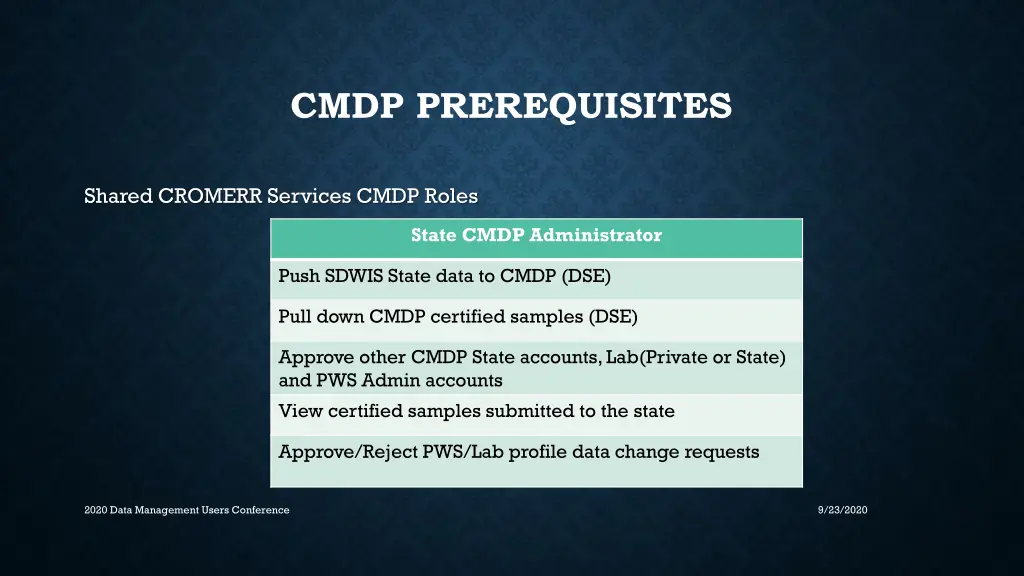 cmdp prerequisites 4
