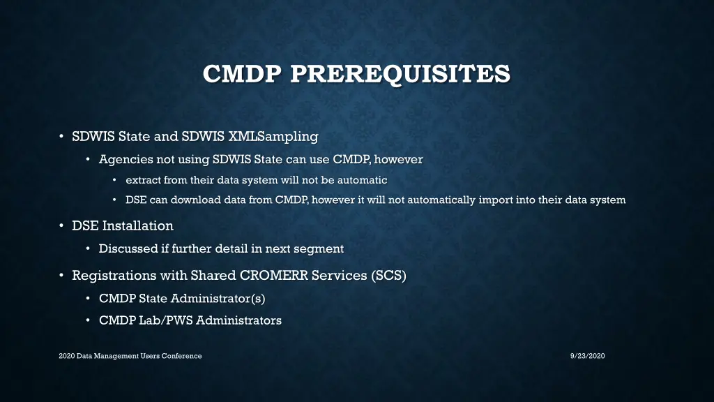 cmdp prerequisites