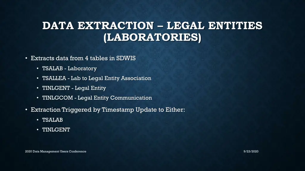 data extraction legal entities laboratories