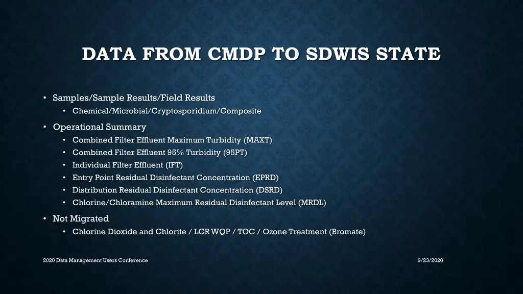 data from cmdp to sdwis state