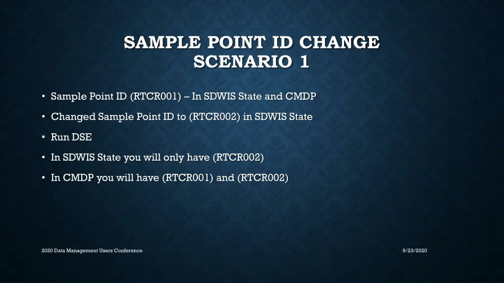 sample point id change scenario 1