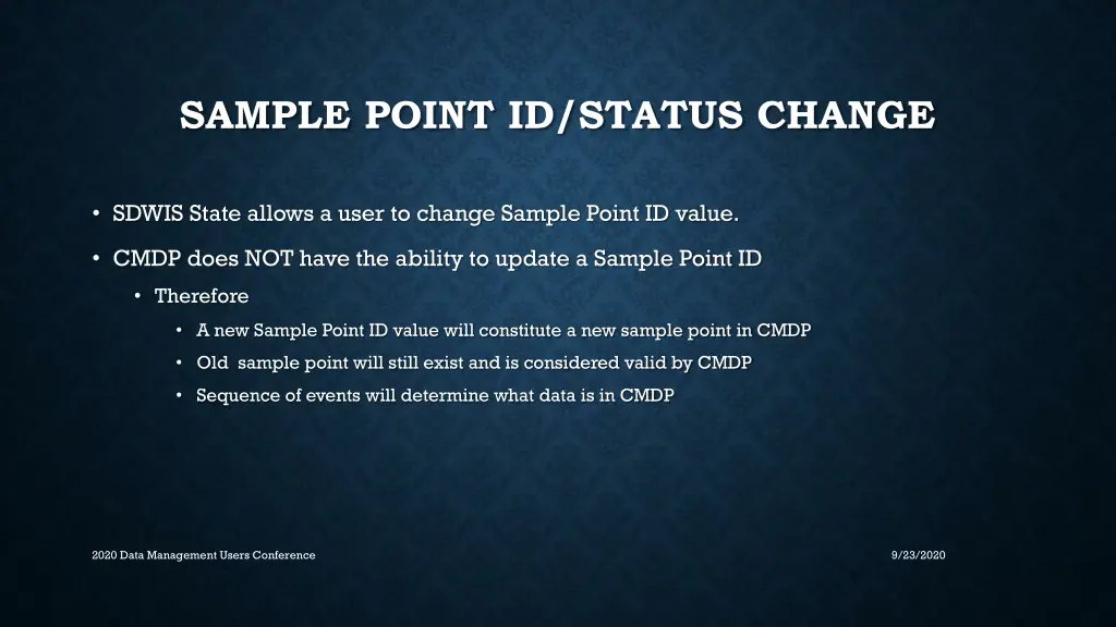 sample point id status change