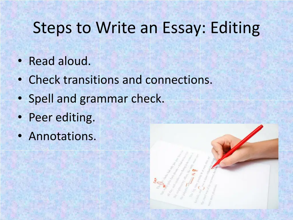 steps to write an essay editing