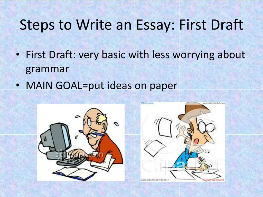 steps to write an essay first draft