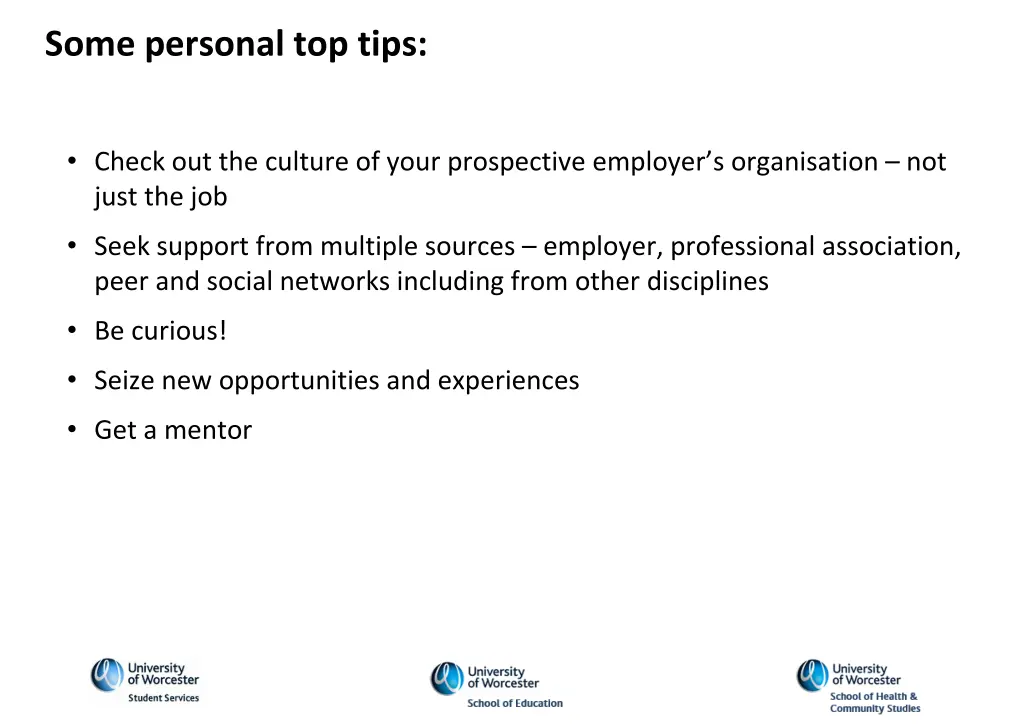 some personal top tips