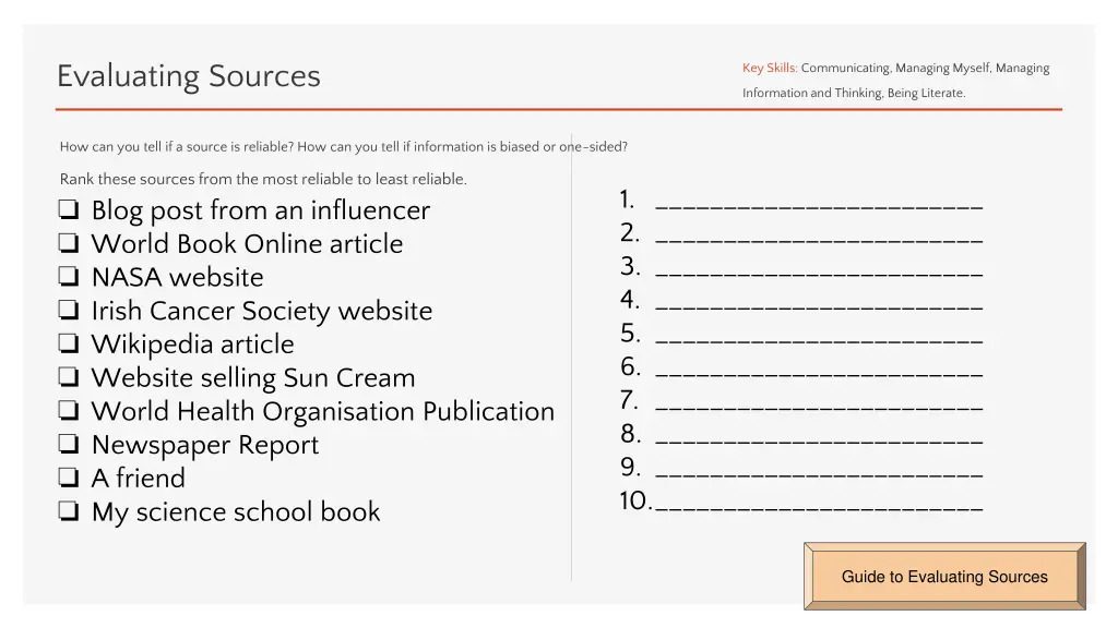 evaluating sources