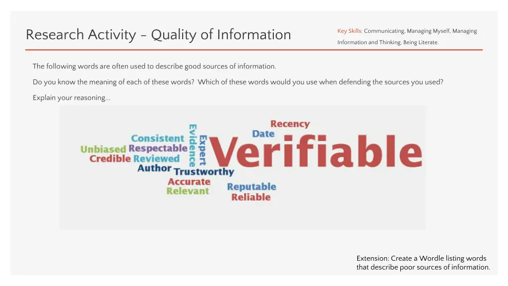 research activity quality of information