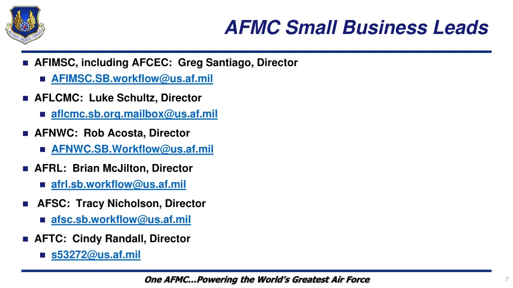 afmc small business leads