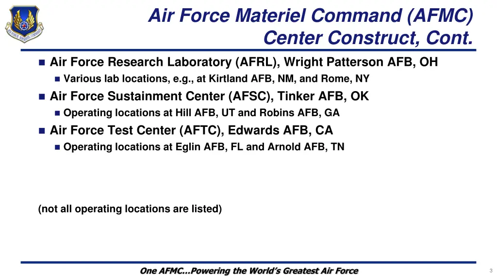 air force materiel command afmc center construct
