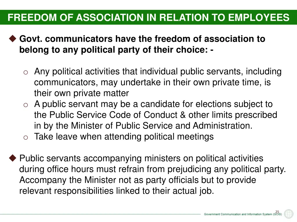 freedom of association in relation to employees