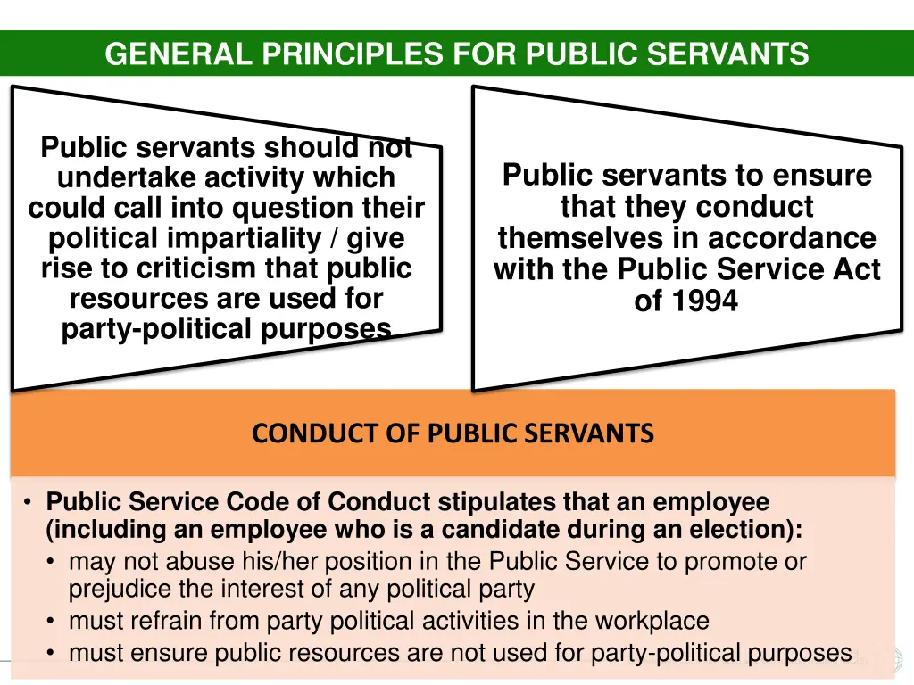 general principles for public servants