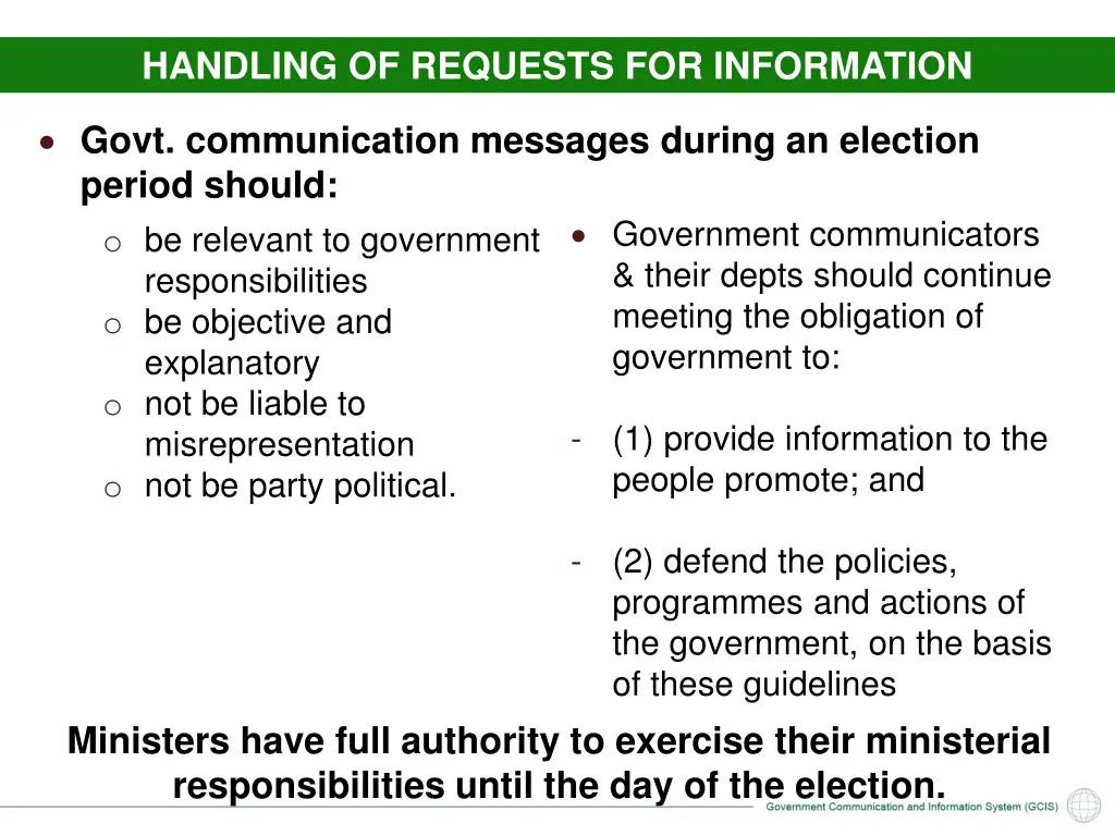 handling of requests for information