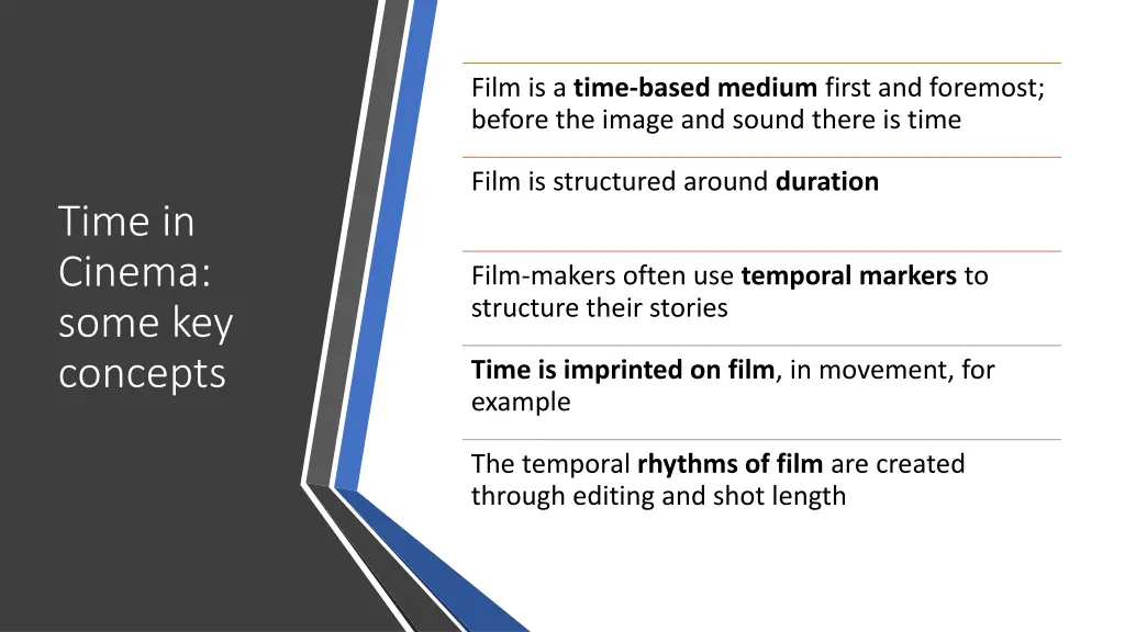 film is a time based medium first and foremost