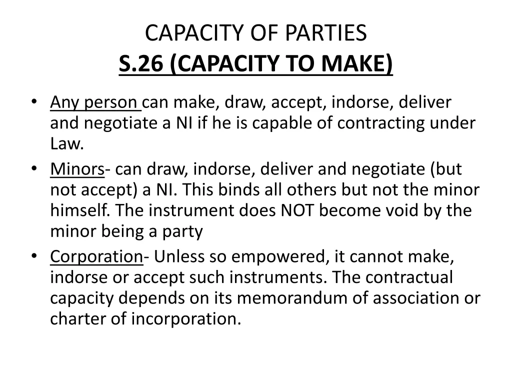 capacity of parties s 26 capacity to make