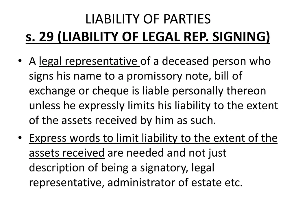liability of parties s 29 liability of legal