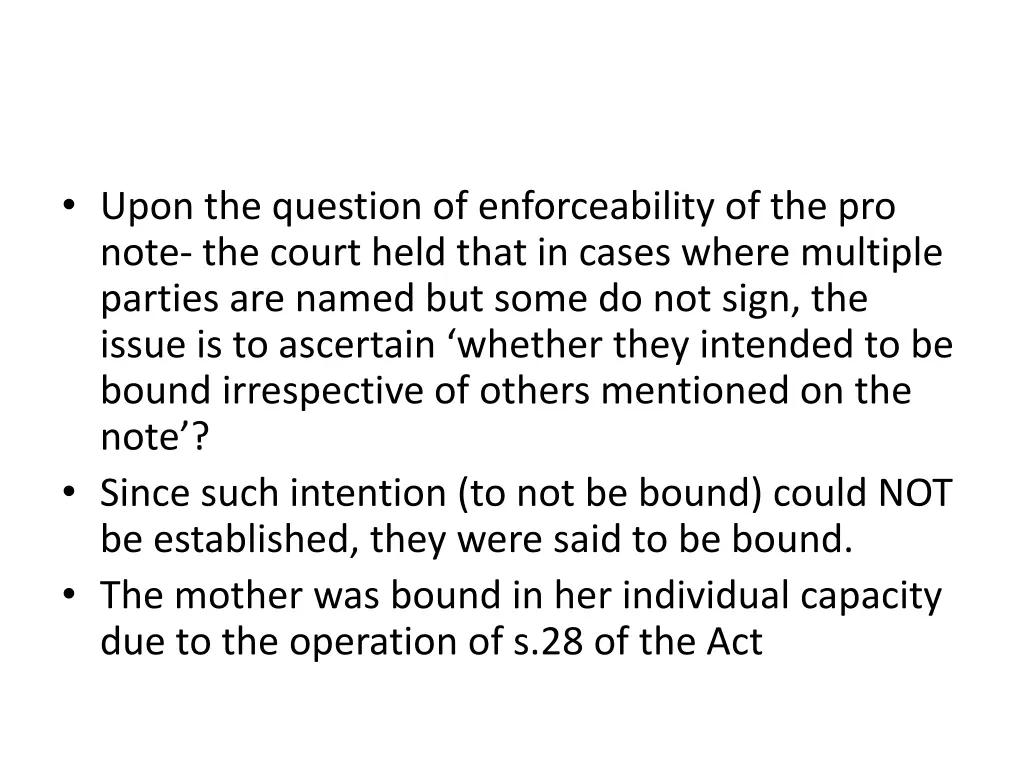 upon the question of enforceability