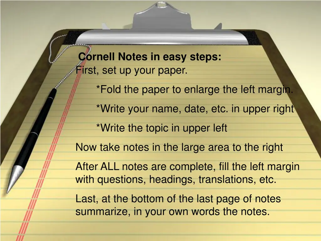 cornell notes in easy steps