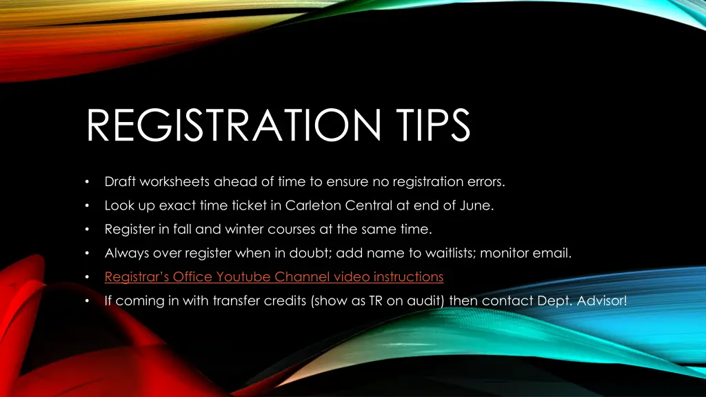 registration tips