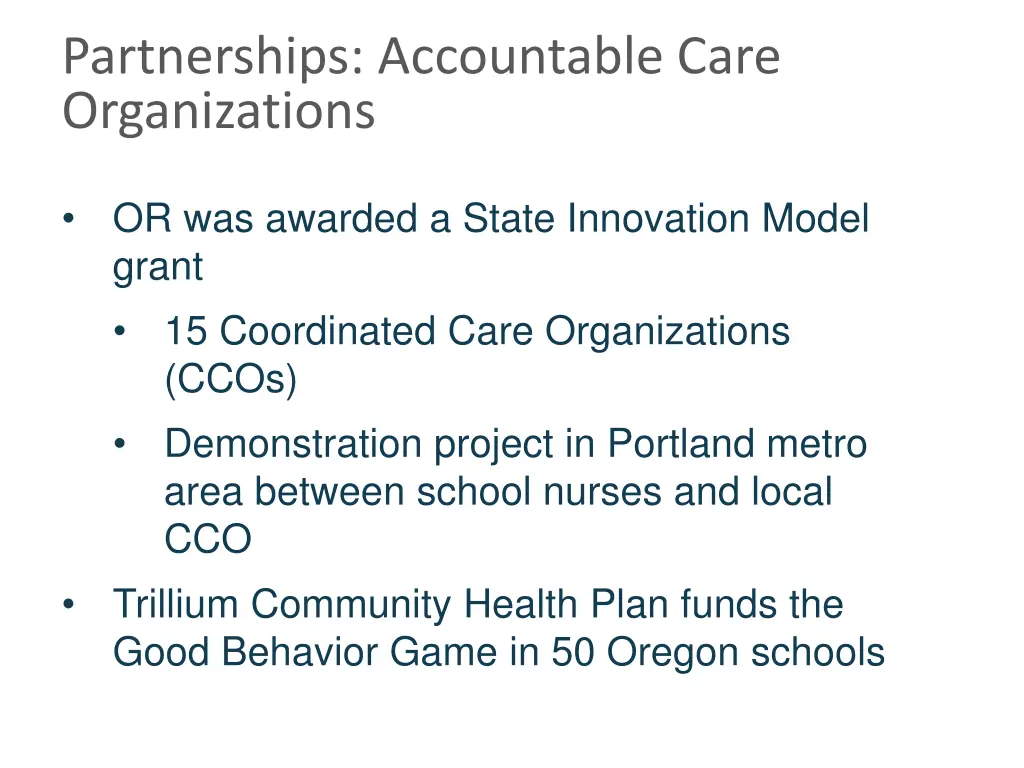 partnerships accountable care organizations