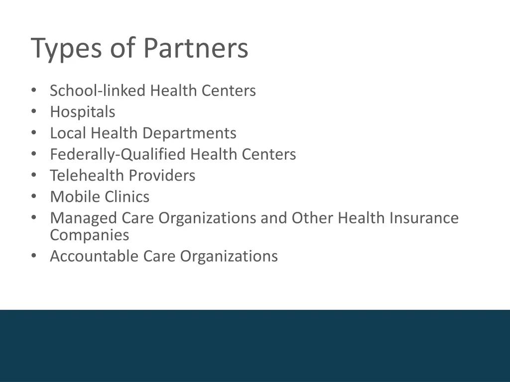 types of partners