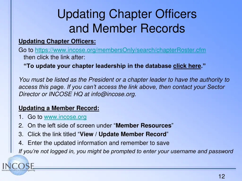 updating chapter officers and member records
