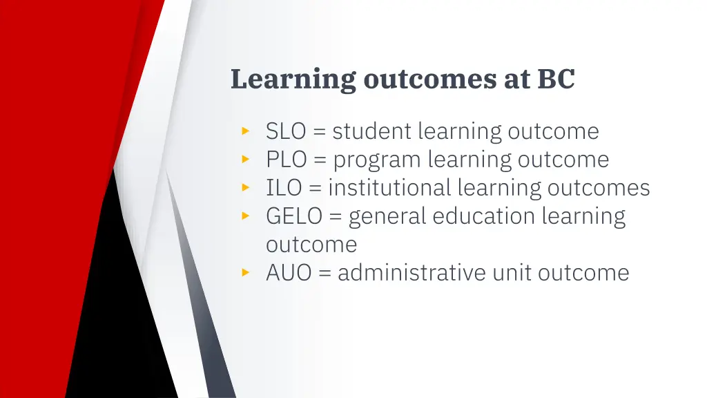 learning outcomes at bc