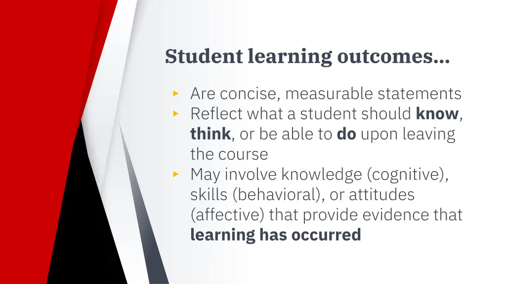 student learning outcomes