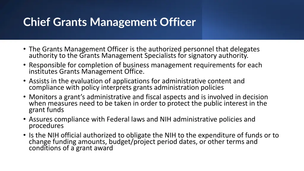 chief grants management officer