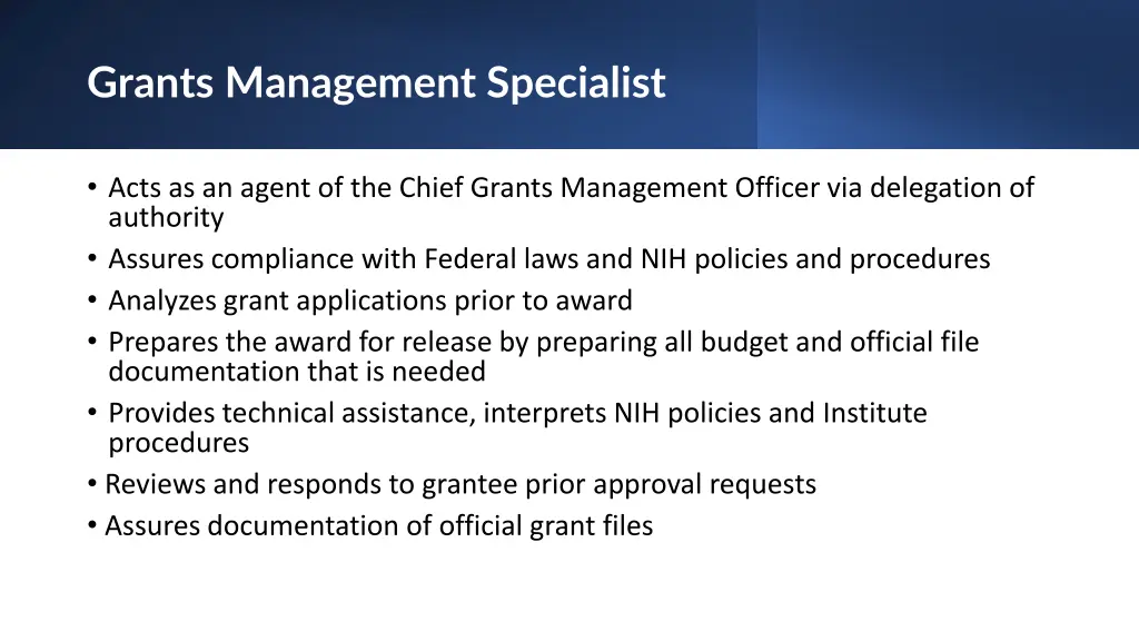 grants management specialist