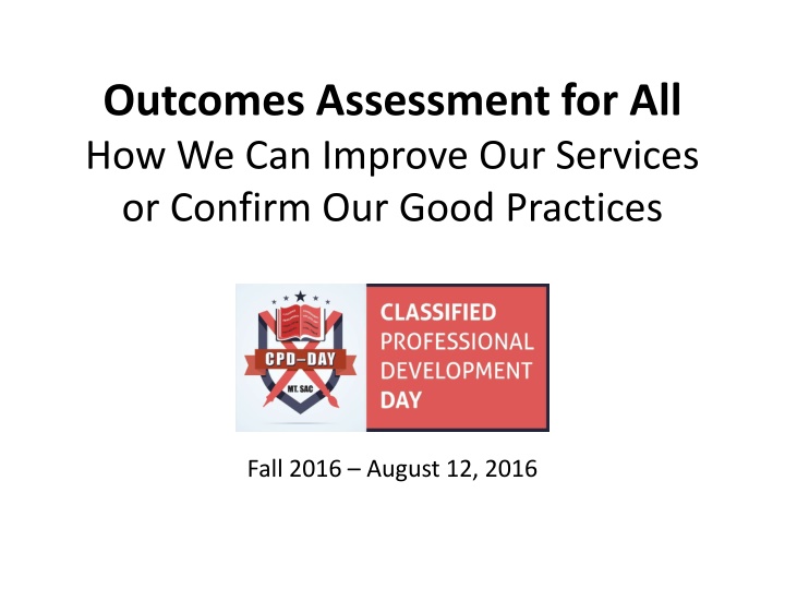 outcomes assessment for all how we can improve