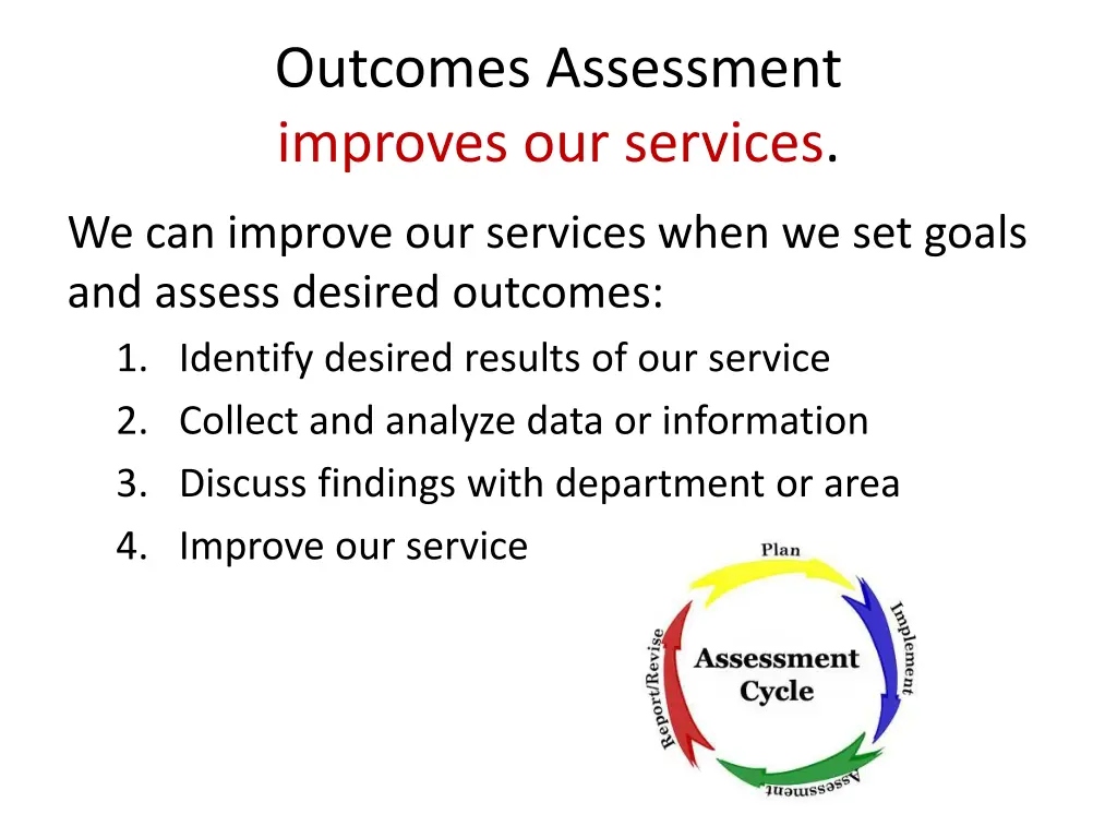 outcomes assessment improves our services