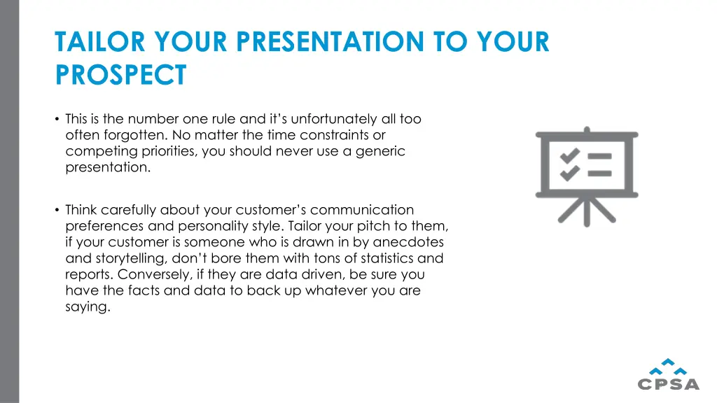 tailor your presentation to your prospect