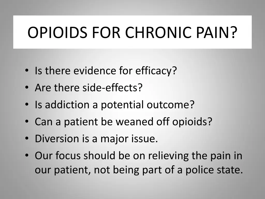 opioids for chronic pain