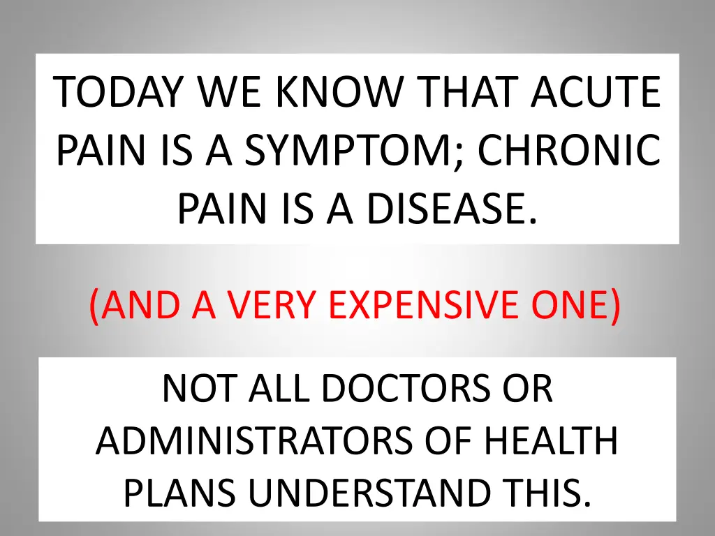 today we know that acute pain is a symptom