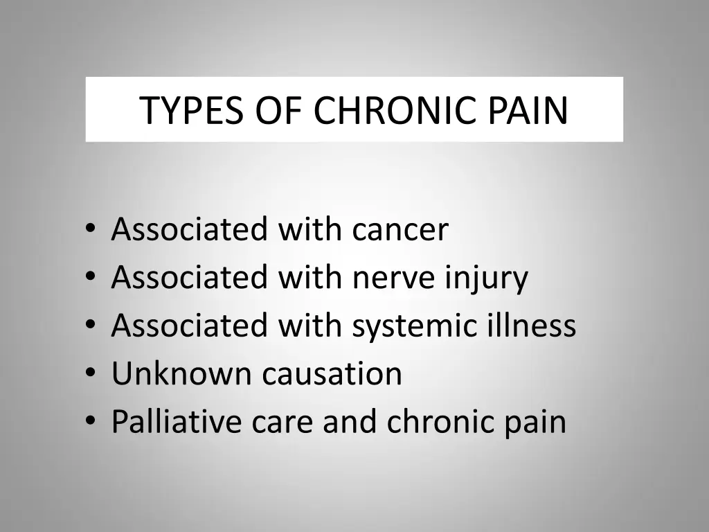 types of chronic pain