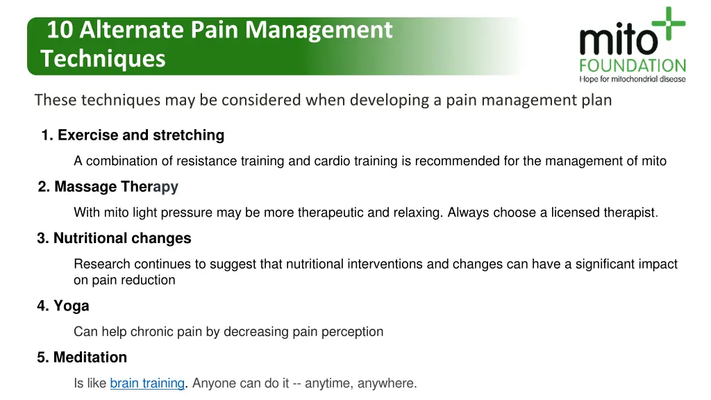 10 alternate pain management techniques