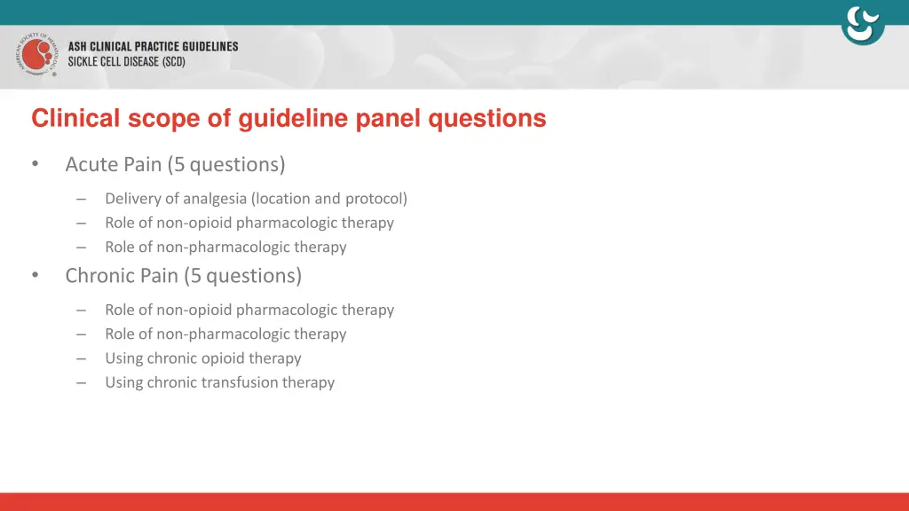 clinical scope of guideline panel questions