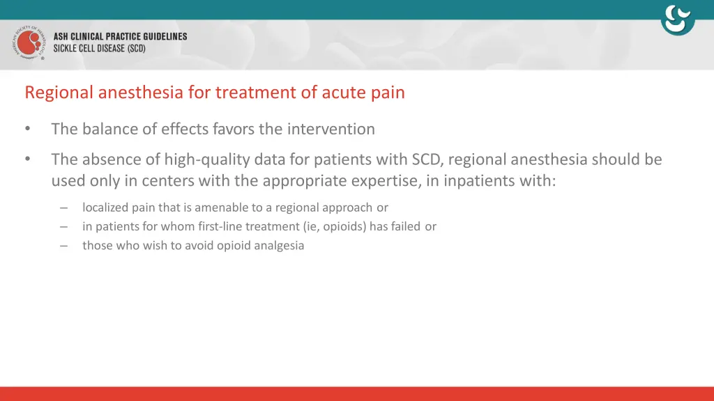 regional anesthesia for treatment of acute pain