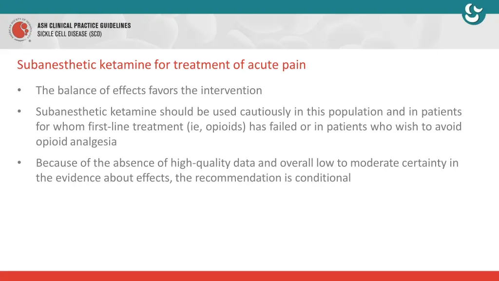 subanesthetic ketamine for treatment of acute pain
