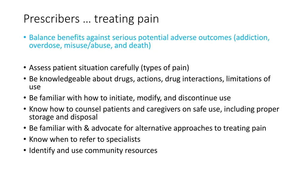prescribers treating pain