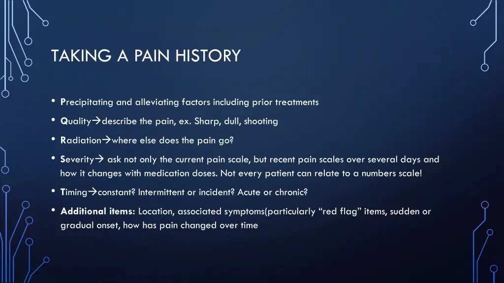 taking a pain history