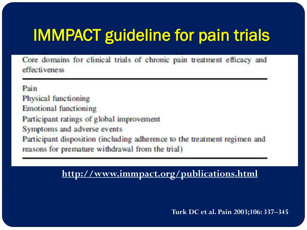 immpact guideline for pain trials immpact