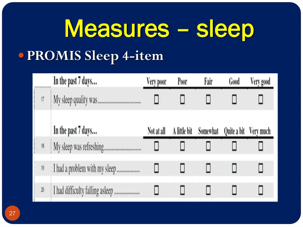 measures measures sleep promis sleep 4 item
