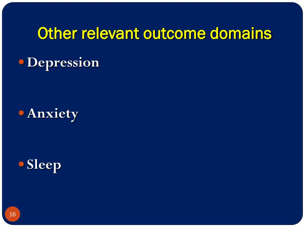 other relevant outcome domains other relevant