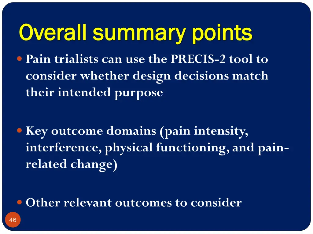 overall summary points overall summary points