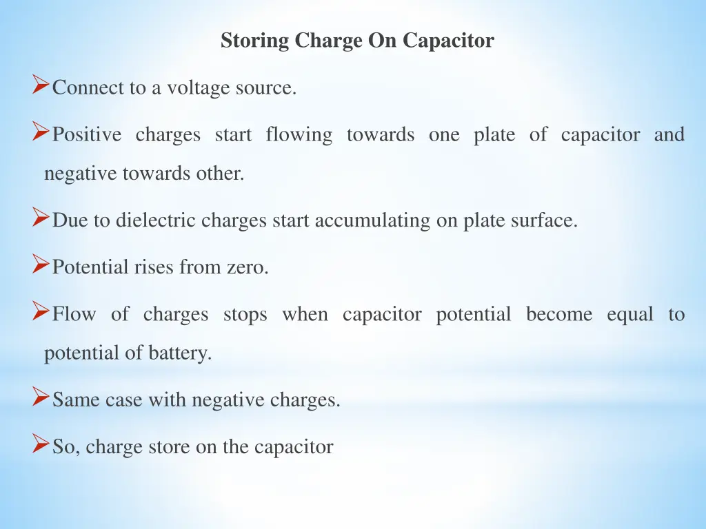storing charge on capacitor