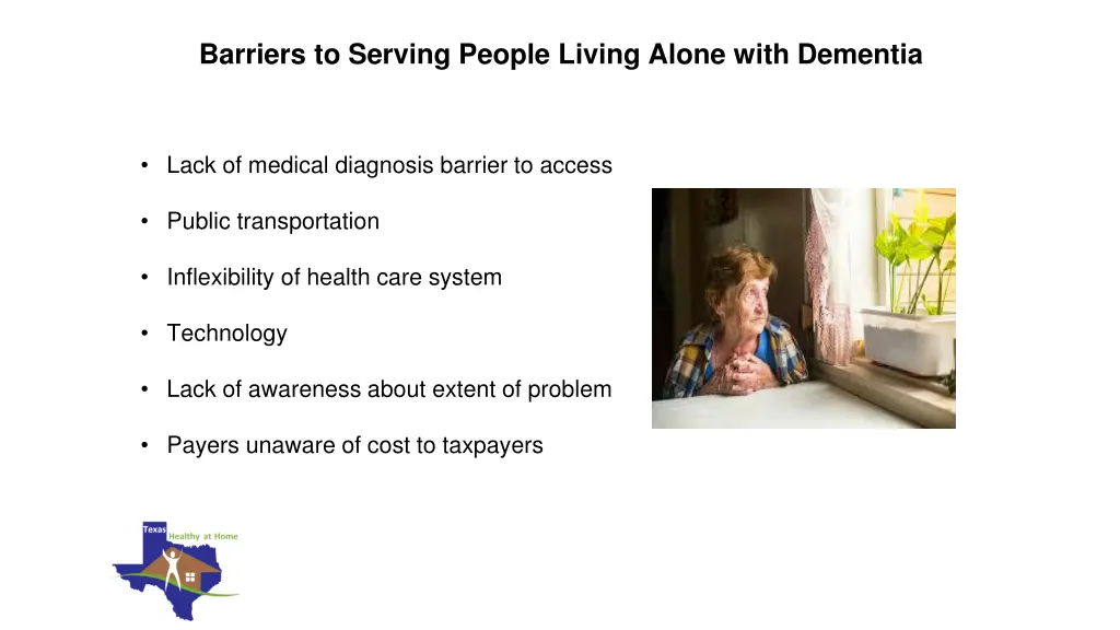 barriers to serving people living alone with