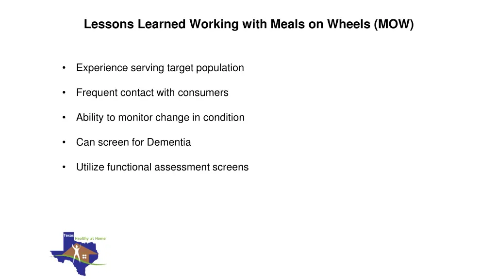 lessons learned working with meals on wheels mow